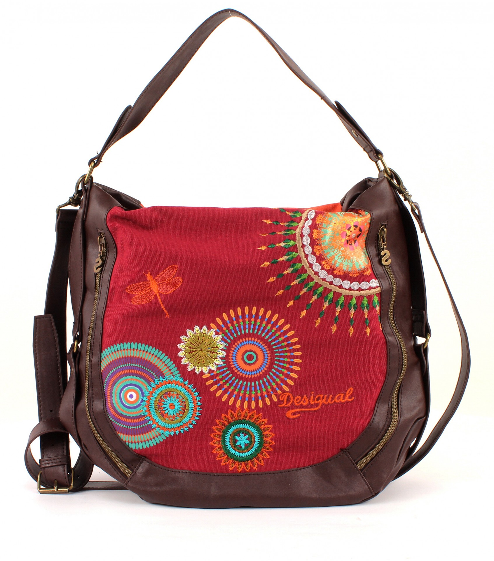 DESIGUAL+BOLS+CUT BAG ROMBO LIBELULA+Bag+Shoulder bag+Women+Brown+NEW